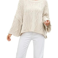 Autumn Winter Women Cable Knit Sweater Oversized Loose Pullover Long Sleeve Chunky Jumper Casual Warm Female Tops Clothing Natalia Home Fashion    Natalia Home Fashion