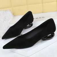 Retro Pointed Toe Suede Low Heel Shoes Shallow Mouth Hollow Heel Pedicure Shoe Daily Versatile Temperament Women's Shoes