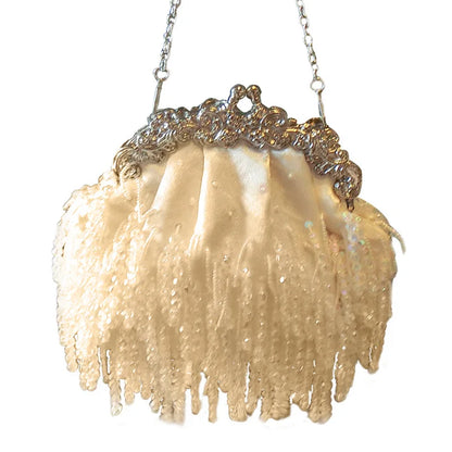 Women Evening Clutch Bag Diamond Clutch Female Bead Crystal Beads Tassel Day Clutch Wedding Purse Party Banquet