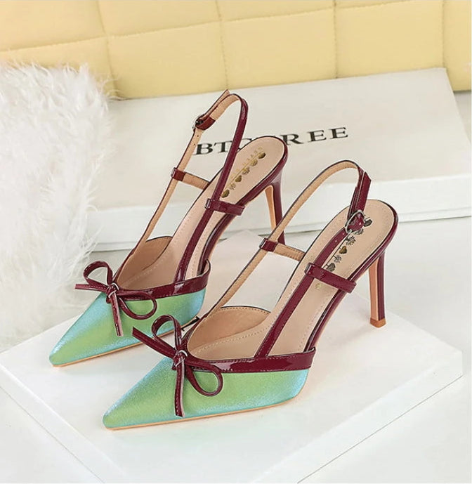 Bow Slim Heels High-End Women's Without Being Tired From Behind The Feet And Tripping Women's Singles Shoes