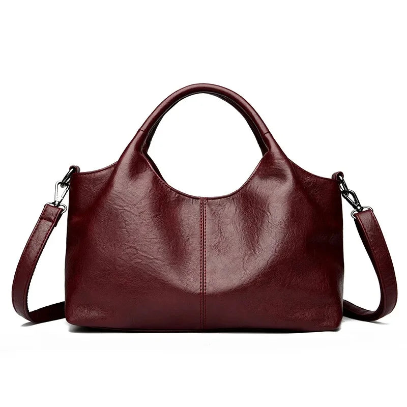 Fashionable Pure Color Basket Handbag Women's Commuter Bag Soft PU Leather Vintage Style Single Shoulder Bag with Internal Zipper