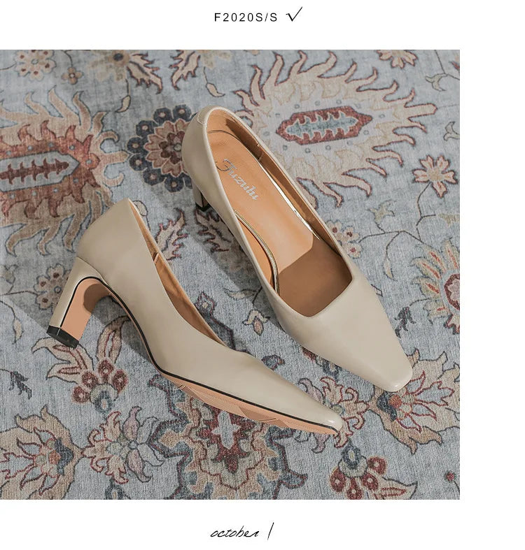 Fashion Patent Leather Women's Pumps Square Toe Stripper Elegant Party Vintage Spring Ladies Shoes