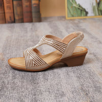 Bohemian Water Diamond Slope Heel Sandals Casual Outdoor Wear Retro Style Synthetic Material Comfortable Commuting Versatile