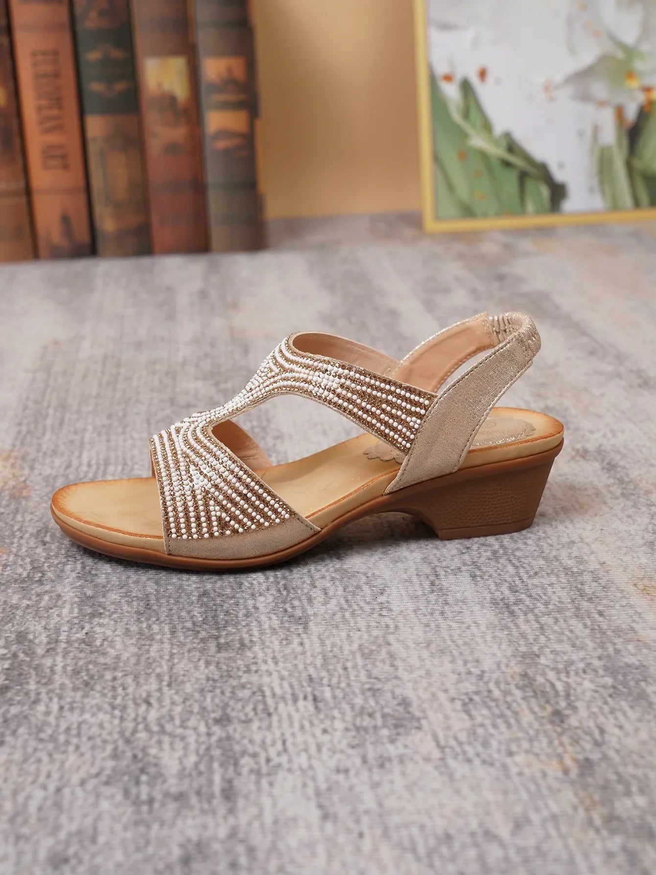 Bohemian Water Diamond Slope Heel Sandals Casual Outdoor Wear Retro Style Synthetic Material Comfortable Commuting Versatile