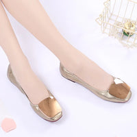 Light Metal buckle roll-up flats ladies shoes cozy moccasins sequined cloth foldable ballet flats woman size