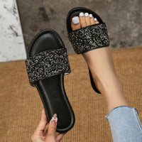 Women's New Round Head Luxury Water Diamond Women's Shoes Anti Slip PU Beach Dress Slippers