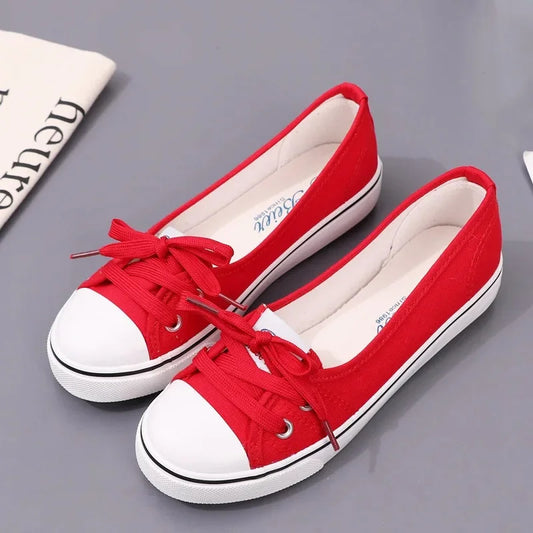 Versatile Artistic Shallow Trendy Shoes Women's Fashion Lace up Canvas Sneakers Shoes for Ladies Shoes Women's Style Canvas Shoes