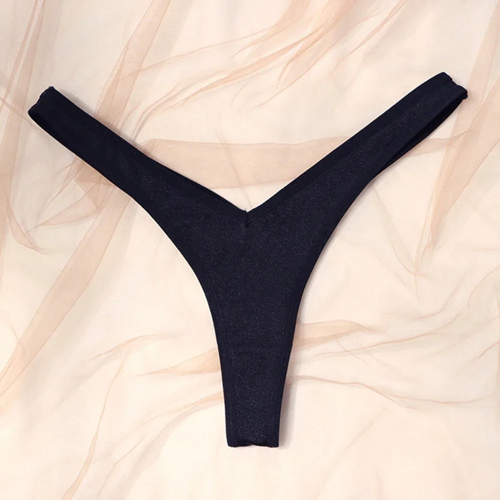 V Waist Sexy Sports Thongs Panties Women Solid Color Breathable G-string Knickers Comfort Crotch Low Waist Underwear Bikini