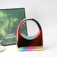 Ladies Wedding Party Crystal Iron Box Handbag Evening Bag Acrylic Material Hardness Internal Structure Pocket