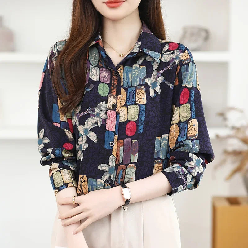 Fashion Women's Casual Shirt Tops Loose Long Sleeve Blouse
