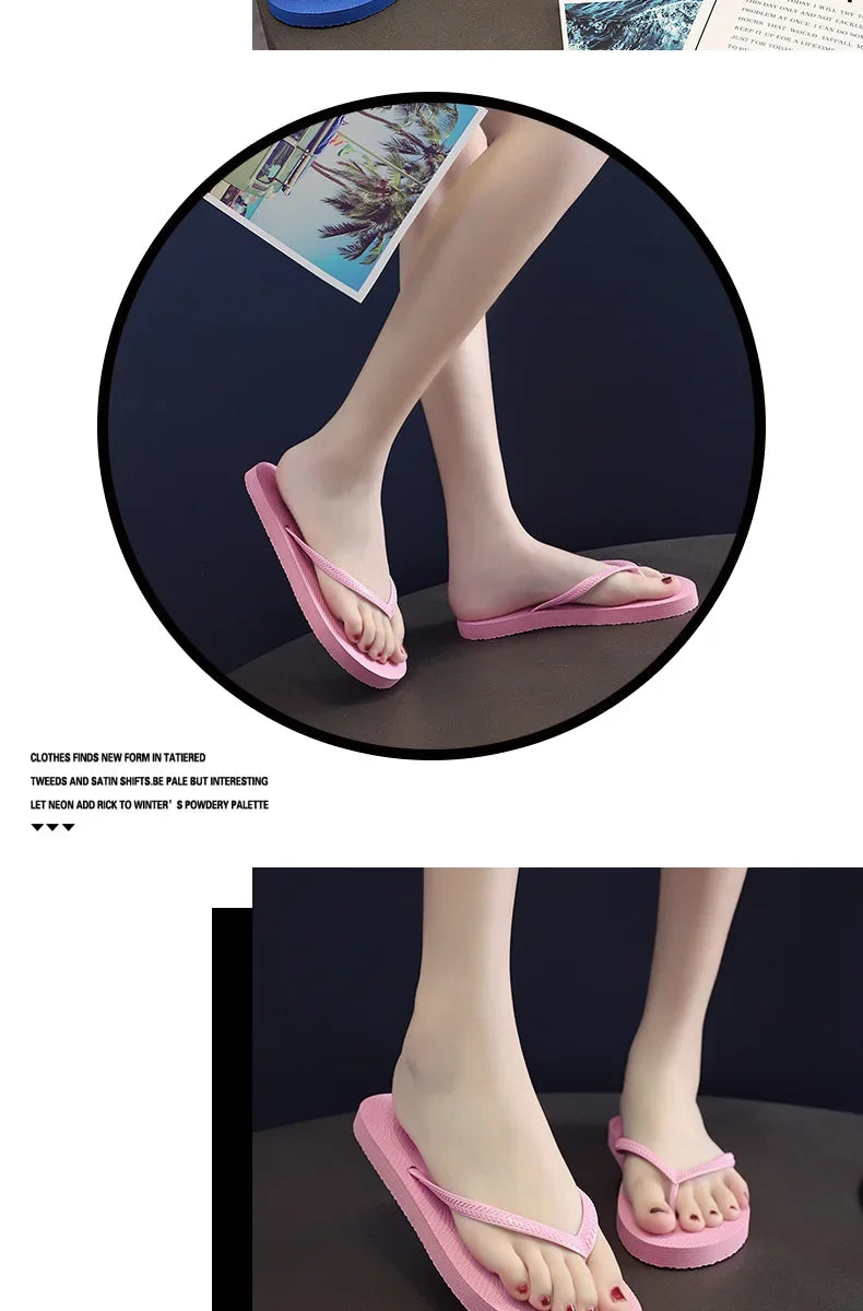 Solid Color Non-slip Leisure Couple Slippers Women Summer Beach Slippers Outdoor Women Flip Flops Breathable Beach Sandals Women
