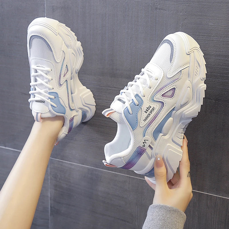 Style Women's Sports Shoes Platform Flat Shoes Women's Shoes Green casual sneakers Women's Thick Sole Sports Shoes