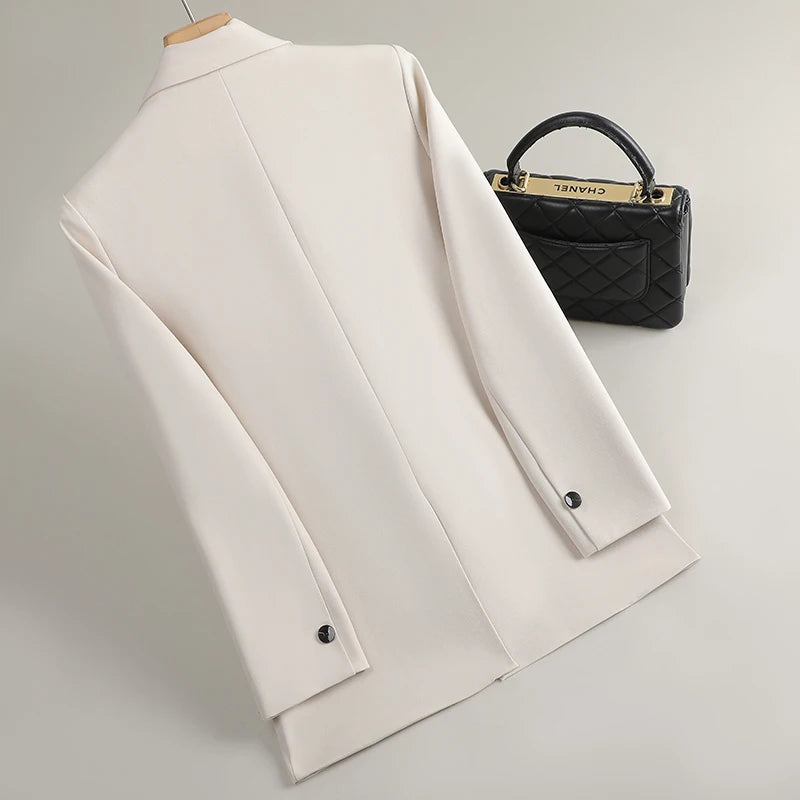 Elegant Double Breasted Jacket Suit Women's Long Sleeved Holiday Slim Blazers Coat Fashion Temperament business suit