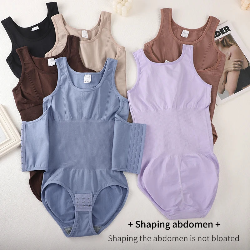 Bodysuit Shapewear Double Breasted Tummy Control Body Shaper Postpartum Slimming Woman Waist Trainer Flat Belly  Comfort Corset