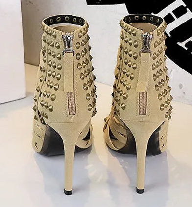 Rivet Roman Shoes, Retro Super High Heel Women's Shoes