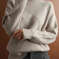 Turtleneck Sweater Diamond Solid Color Warm Pullover Loose Lazy Wind Knitted Bottoming Shirt Pullovers Tops Jumper