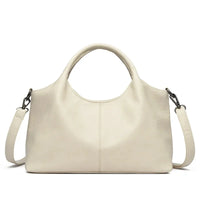 Fashionable Pure Color Basket Handbag Women's Commuter Bag Soft PU Leather Vintage Style Single Shoulder Bag with Internal Zipper