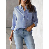 Classic Striped Shirt Women Streetwear Vintage Long Sleeve Blouses Female Casual Loose Single-Breasted Shirts