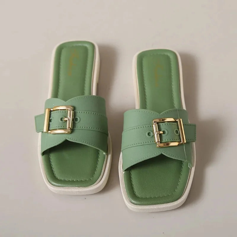 Comfortable Casual Beach Slippers Fashionable Outdoor Wear Slip-On Flat Bottom Cool Sandals PVC Material - Natalia Home Fashion