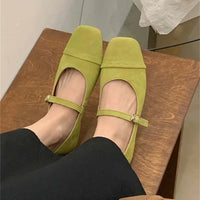 Streetwear Velvet Mary Jane Shoes for Women Casual Ballet Flats Pumps Female Ladies Loafers Buckle Single Mules