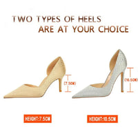 Shoes Woman Pumps Pointed Toe Shallow High Heels Snakeskin Satin Thin Heel Sandals Stiletto Party Shoes