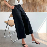 Casual Baggy Wide Leg Trousers Women Summer Thin Comfy Breathable Ankle Length Pants Vintage Loose Cotton Linen Straight Pants