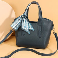 Pure Leather Cowhide Single Shoulder Crossbody Bag Ladies Handbag Fashion Bucket Bag Simple Basket Comes with Scarf