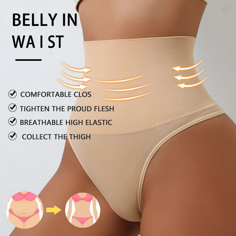 High Waist Slimming Control Thongs Tummy Shaper Underwear Women Seamless Shapewear Panties Compression Abdomen Briefs
