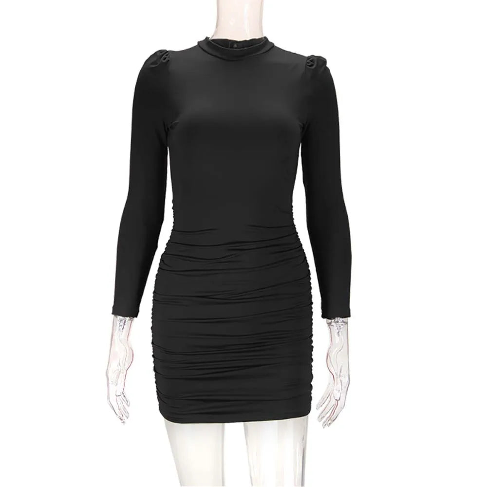 Sexy Slim-fitting Long-sleeved Dress, Bubble-sleeved Medium and Long Women's Bodycon Dresses Plus Size 9XL 8XL 7XL 6XL XXXXXL