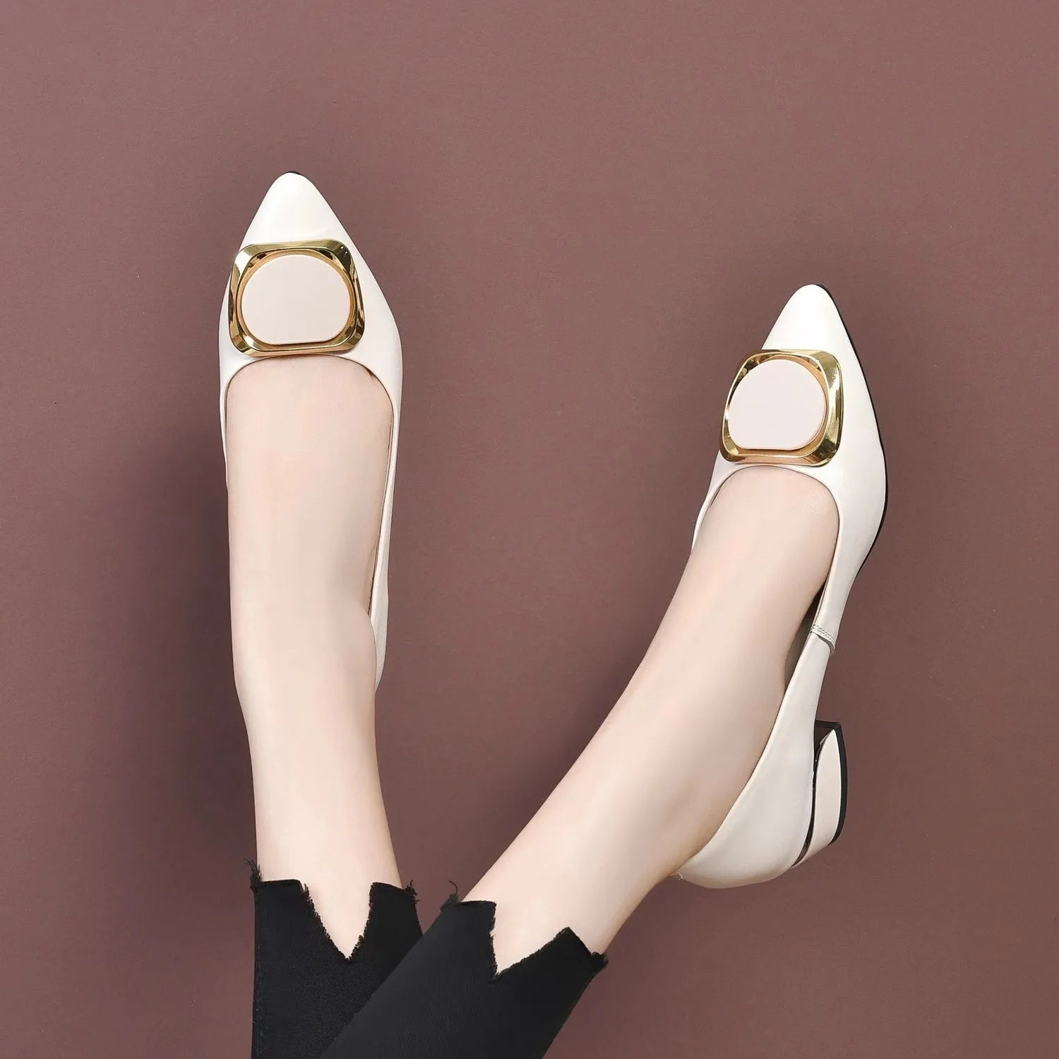 Women Pointed Toe Square Heel Shoes Chunky Heels Casual Slip on Lady High Quality Comfort Party Wedding 2024 Summer Pumps - Natalia Home Fashion