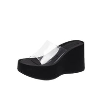 Thick Heel Platform Sandals Women's Summer Casual round Head PVC Material Beach Slippers Transparent Strap Casual Slip-On Shoes