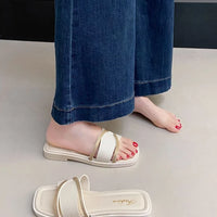Soft Sole Flat Sandals for Women Outdoor Trendy Strappy Flip Flops Summer Beach Non-Slip Casual Shoes