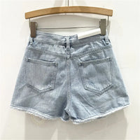 Denim Summer Shorts for Women's Bottoms Pearls Fashion Casual Shorts