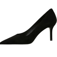 Suede Black Women Pumps  High Heels Pointed Toe Women Heels 7Cm Ladies Shoes Office Shoes
