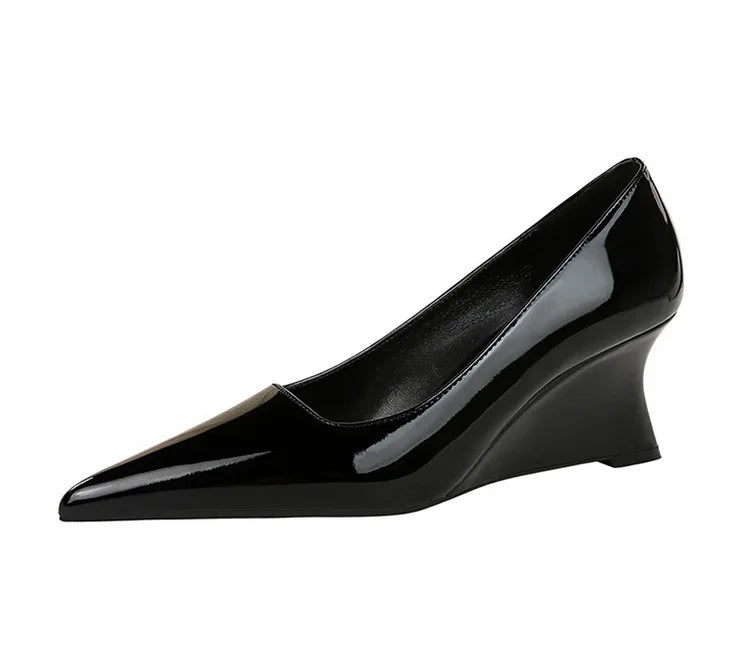 Women Pumps Pointed Toe Retro Shoes Women Shoes Designer Shallow Wedges High Heels Banquet Mules
