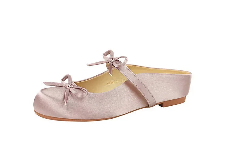 Ladies Slippers Bowknot Silks Satins Women Shoes Round Head Women Sandals Summer Shoes Women Slippers