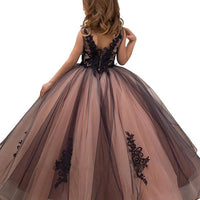 2024 Black Lace Flower Girl Dresses For Party Elegant Sleeveless Tulle V Neck Girls Pageant Princess Birthday Dress Natalia Home Fashion    Natalia Home Fashion