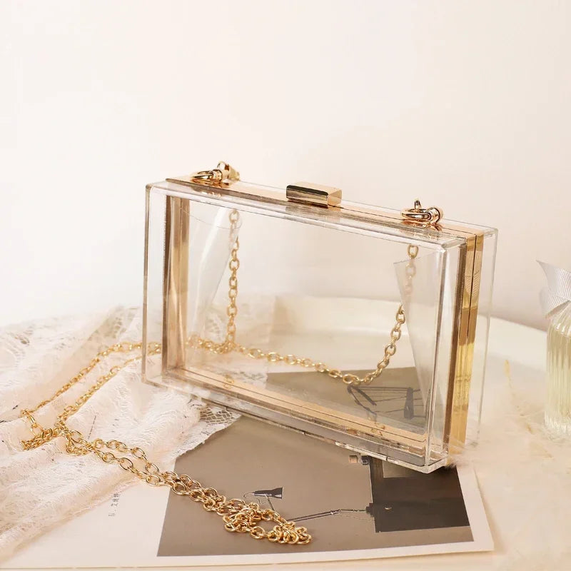 Acrylic Transparent Women Clutch Bag Chain Luxury Brand Women Evening Bags Handbag Chain Shoulder Bag