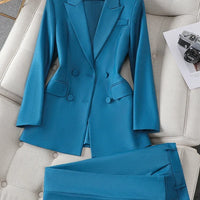 Ladies Business 2 Piece Blazer Suit Female Long Sleeve Jacket + Trouser Women Pant Suit Office Work Wear - Natalia Home Fashion