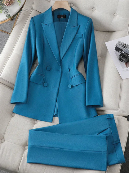Ladies Business 2 Piece Blazer Suit Female Long Sleeve Jacket + Trouser Women Pant Suit Office Work Wear Natalia Home Fashion    Natalia Home Fashion