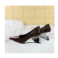 Spring Fashion Pointed Toe Pumps Woman Metal Decoration Wedges Heels Elegant Ladies Shoes