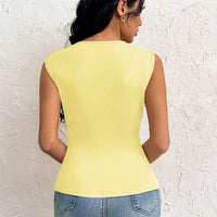 Spring Summer Elegant Stylish Daily Dating Casual Women's Sleeveless Tops Side Ruched Asymmetric Hem One-Shoulder Cut out