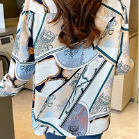Chiffon Allover Printed Women's Blouses High Quality Long Sleeve Single Breasted Spring Summer Casual Lady Blouses
