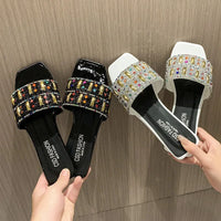 Slippers for Women Shiny Rhinestone Sandals Women Outdoor Beach Casual Shoes Sexy Fashion Flats
