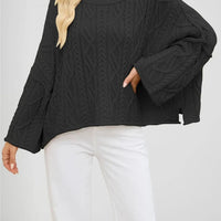 Autumn Winter Women Cable Knit Sweater Oversized Loose Pullover Long Sleeve Chunky Jumper Casual Warm Female Tops Clothing Natalia Home Fashion    Natalia Home Fashion