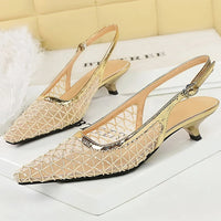 Mesh breathable Women Pumps Fashion Kitten heels 3 CM Hollow out and back strap Sandals Women Shoes