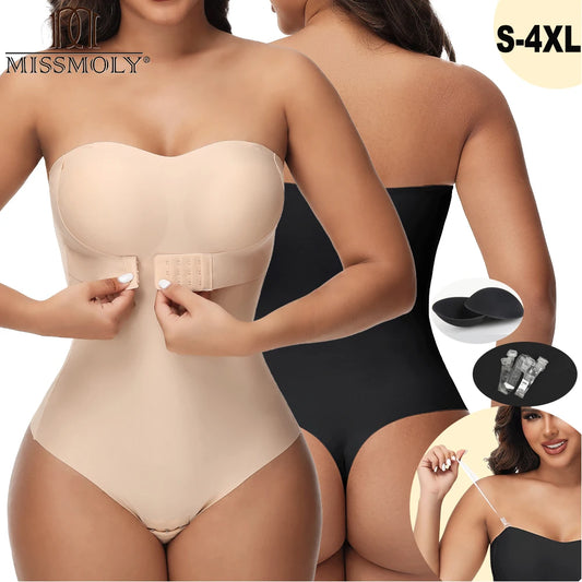 Strapless Thong Bodysuits 4XL Women Belly Control Full Body Shaper Push Up Breast Underwear Plus Size Women's Clothing