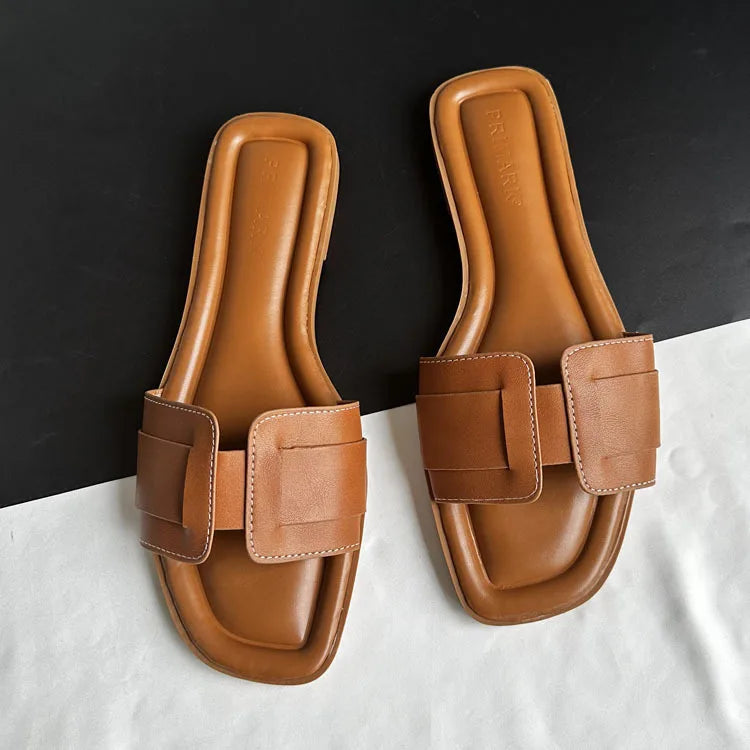 Women's Comfortable Flat Slippers Elegant Office Slides Slip On Beach Bohemian Sandals Shoes - Natalia Home Fashion