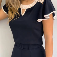 Hollow Out Sexy Lace Blouse Elegant Butterfly Sleeve Solid Blouse Shirt Office Lady O Neck Ruffles Patchwork Blusas Tops S-5XL Natalia Home Fashion    Natalia Home Fashion