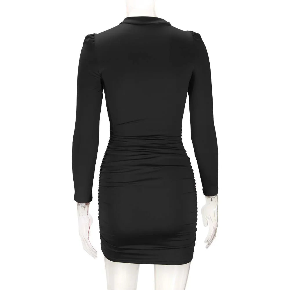 Sexy Slim-fitting Long-sleeved Dress, Bubble-sleeved Medium and Long Women's Bodycon Dresses Plus Size 9XL 8XL 7XL 6XL XXXXXL